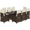 9dílný zahradní jídelní set s poduškami polyratan [3212687] (Barva Hnědá a krémová)