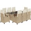 9dílný zahradní jídelní set s poduškami polyratan [3212687] (Barva Hnědá a krémová)