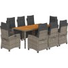 9dílný zahradní jídelní set s poduškami polyratan [3212917] (Barva Šedá)