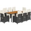 9dílný zahradní jídelní set s poduškami polyratan [3212917] (Barva Šedá)