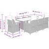 9dílný zahradní jídelní set s poduškami polyratan [3212499] (Barva Světle šedá)