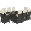 9dílný zahradní jídelní set s poduškami polyratan [3212499] (Barva Světle šedá)