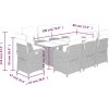 9dílný zahradní jídelní set s poduškami polyratan [3212499] (Barva Světle šedá)