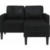 Dvoumístná pohovka s lehátkem ve tvaru L, umělá kůže [4107083] (Barva Černá)