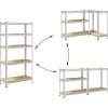 5patrové úložné regály 2 ks ocel a kompozitní dřevo [4016948] (Barva Stříbrná)