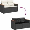 6dílná zahradní sestava s poduškami polyratan akácie [3327485] (Barva Černá)