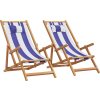 Skládací plážová křesla 2 ks textil a masivní dřevo [3214489] (Barva Vzor listí)