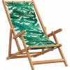 Skládací plážová křesla 2 ks textil a masivní dřevo [3214489] (Barva Vzor listí)