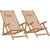 Skládací plážová křesla 2 ks textil a masivní dřevo [3214489] (Barva Vzor listí)