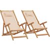 Skládací plážová křesla 2 ks textil a masivní dřevo [3214489] (Barva Vzor listí)