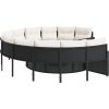 Zahradní pohovka se stolkem a poduškami kulatá černá polyratan [3318537] (Barva béžová a světle šedá)