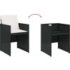 11dílný zahradní jídelní set s poduškami polyratan [3277733] (Barva Černá a krémová)