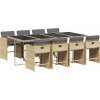 9dílný zahradní jídelní set s poduškami polyratan [3277868] (Barva Hnědá)