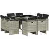 9dílný zahradní jídelní set s poduškami polyratan [3277783] (Barva Šedá)