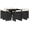 9dílný zahradní jídelní set s poduškami polyratan [3277783] (Barva Šedá)
