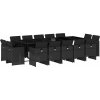 15dílný zahradní jídelní set s poduškami polyratan [3277818] (Barva Černá)