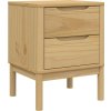 Noční stolek 45 x 39 x 57 cm masivní borové dřevo [374004] (Barva Šedá)