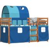 Dětská patrová postel se závěsy 75 x 190 cm borovice [3284004] (Barva Bílo-modrá)