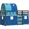 Dětská patrová postel se závěsy 75 x 190 cm borovice [3284004] (Barva Bílo-modrá)