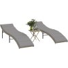 Zahradní lehátka 2 ks se stolkem polyratan [368255] (Barva béžová a krémová)
