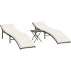 Zahradní lehátka 2 ks se stolkem polyratan [368255] (Barva béžová a krémová)