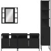 4dílná koupelnová sestava kompozitní dřevo [3214745] (Barva Černá)