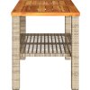 Zahradní stolek šedý 70 x 38 x 42 cm polyratan akáciové dřevo [366272] (Barva béžová a hnědá)