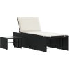 2dílná zahradní lehátka se stolkem polyratan [368422] (Barva Černá)