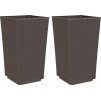 Zahradní květináče 2 ks 32,5 x 32,5 x 57 cm PP [367850] (Barva Hnědá)