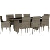 9dílný zahradní jídelní set s poduškami polyratan [3213509] (Barva Šedá)