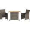 3dílný bistro set s poduškami polyratan [365125] (Barva Šedá)