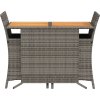 3dílný bistro set s poduškami polyratan [365125] (Barva Šedá)