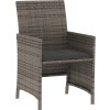 3dílný bistro set s poduškami polyratan [365125] (Barva Šedá)