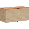 Zahradní úložný box 110x50x54 cm polyratan akáciové dřevo [365957] (Barva Béžová)
