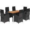 7dílný zahradní jídelní set s poduškami polyratan [3212471] (Barva Černá a krémová)