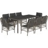 9dílný zahradní jídelní set s poduškami polyratan [3212035] (Barva Šedá)