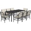 9dílný zahradní jídelní set s poduškami polyratan [3212035] (Barva Šedá)
