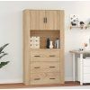 Skříň highboard kompozit [3185389] (Barva Šedá sonoma)