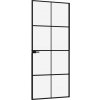 Interiérové dveře úzké černé 83x201,5 cm tvrzené sklo a hliník [153663] (Barva Černá a průhledná)