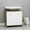 Koupelnová skříňka pod umyvadlo 60x33x60 cm kompozit [802575] (Barva Bílá a dub sonoma)
