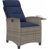 Polohovatelné zahradní křeslo s bočním stolkem polyratan [4108273] (Barva Šedá a modrá)