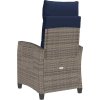 Polohovatelné zahradní křeslo s bočním stolkem polyratan [4108273] (Barva Šedá a modrá)