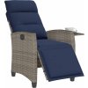 Polohovatelné zahradní křeslo s bočním stolkem polyratan [4108278] (Barva Šedá a modrá)