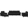 4dílná sedací souprava s poduškami samet [3202185] (Barva Černá)