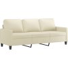 3místná pohovka s podnožkou 180 cm umělá kůže [3201025] (Barva Krémová)