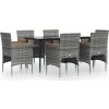 7dílný zahradní jídelní set s poduškami [3156645] (Barva Šedá a černá)