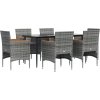 7dílný zahradní jídelní set s poduškami [3156645] (Barva Šedá a černá)