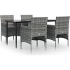 5dílný zahradní jídelní set s poduškami [3156616] (Barva Černá)