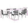 7dílný zahradní jídelní set s poduškami polyratan [3213601] (Barva Černá)