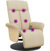 Masážní polohovací křeslo s podnožkou textil [356539] (Barva Krémová)